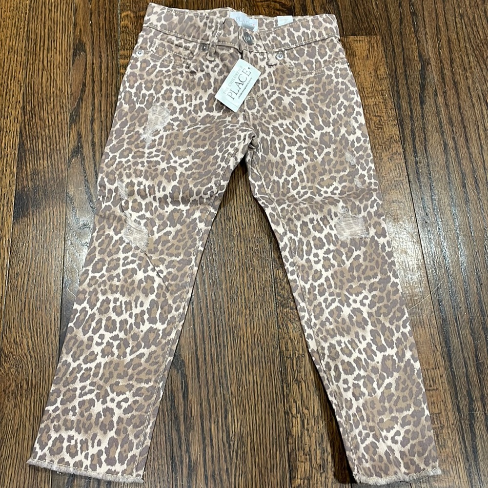 Place Girls leopard print jeans size 4